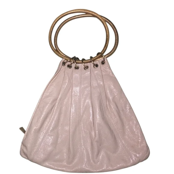 Trina Turk Cream Handbag with Gold Handles - Picture 3 of 4
